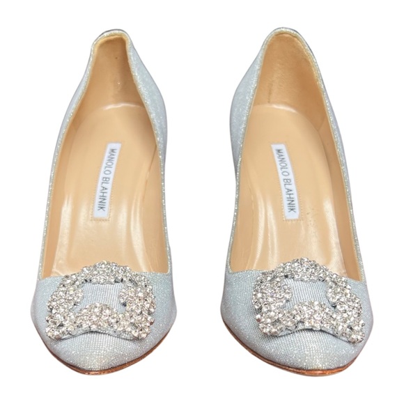 MANOLO BLAHNIK Hangisi 105 NotturnoBride SwarovskiCrystalGlitter Pump, Size 37.5 - Picture 2 of 6